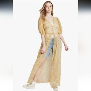 Wild FableWomen's Floral Print Elbow Sleeve Button-Front Duster Kimono